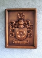  herb PORAJ w grubej desce herb grawerowany rzezbienie w drewnie