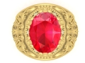 Pierscien sygnet zloty meski z rubinem diamentami korona fengshui proba 585 22g producent 