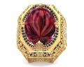Zloty duzy krolewski sygnet z rubinem z diamentami proba 585 30g pierscien producent