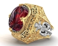 Zloty duzy krolewski sygnet z rubinem z diamentami proba 585 30g pierscien producent