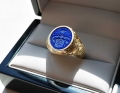 Sygnet meski zloty z herbem barokowy Lubicz proba 585 lapis lazuli grawerowany