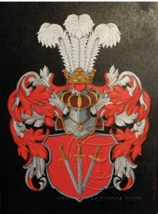 Herb ręcznie malowany Kowina Pomian Lubicz Gryf Szeliga olej na płótnie 