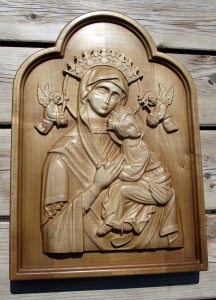 Matka Boska Relief Ostatnia Wieczerza rzeźbiona w Drewnie Ikona Matki Boskiej (1)