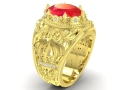 Pierscien sygnet zloty meski z rubinem diamentami korona fengshui proba 585 22g producent 