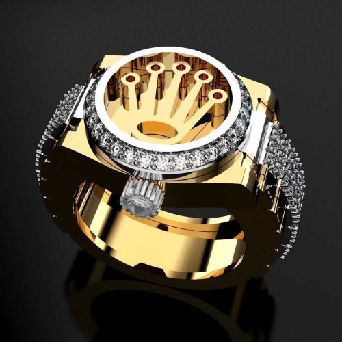 Sygnet zloty meski zegarek rolex z brylantami vs1 32g proba 585 design