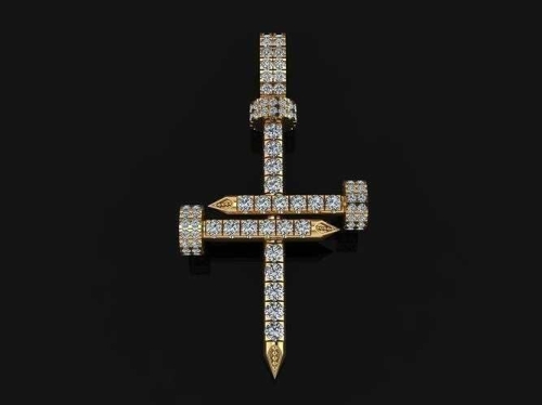 Krzyzyk zloty krzyz cartier proba 585 z diamentami brylantami kamieniami producent 10g