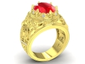 Pierscien sygnet zloty meski z rubinem diamentami korona fengshui proba 585 22g producent 
