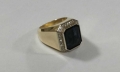 Sygnet meski zloty z szafirem i herbem orzel carski dwuglowy proba 585 27g